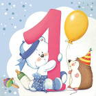 20 Tovaglioli in carta 1° COMPLEANNO CELESTE 33x33cm