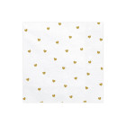 20 Tovaglioli in carta Bianco e CUORI ORO - decoro tavola matrimonio - 33x33cm