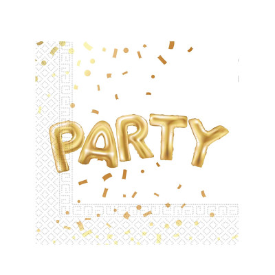 20 Tovaglioli in carta GOLD PARTY - decoro tavola Festa
