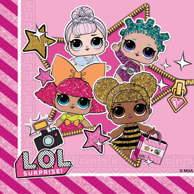 20 Tovaglioli in carta LOL SURPRISE! - addobbo decoro tavolo torta - festa per bambini