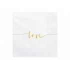 20 Tovaglioli in carta LOVE - Bianco e ORO - decoro tavola matrimonio - 33x33cm