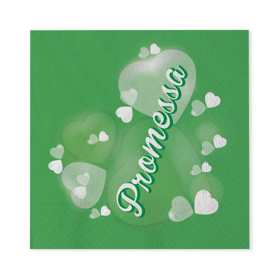 20 Tovaglioli in carta Promessa di Matrimonio Verde e Bianco - 25x25cm