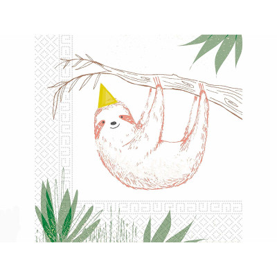 20 Tovaglioli in carta SAFARI con bradipo - decoro tavola Festa