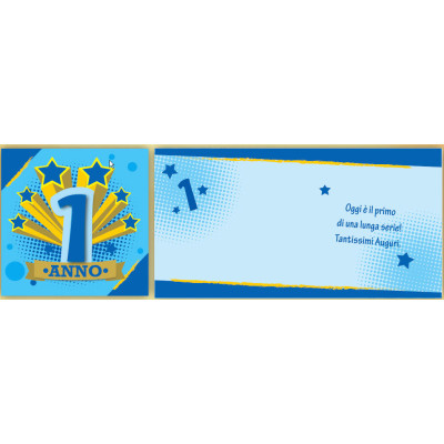 BIGLIETTO 1° COMPLEANNO 16X16 CM