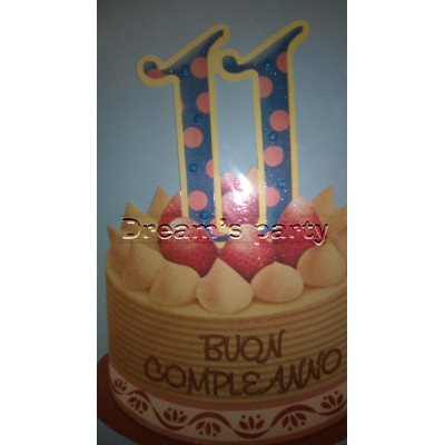 BIGLIETTO COMPLEANNO 11 ANNI TORTA