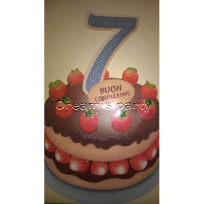 BIGLIETTO COMPLEANNO 7 ANNI TORTA