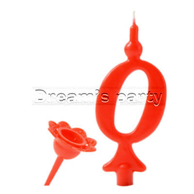 CANDELA NUMERO 0 ROSSO H13 CM
