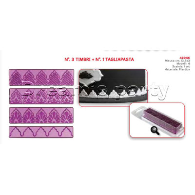 SET 3 TIMBRI + 1 TAGLIAPASTA 13,5X3 CM