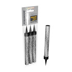 3x Candela Luminosa Nere e ARGENTO Fontana Fiaccola per torte dolci -Durata 45"