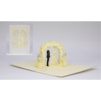 Biglietto augurale ORIGAMO ARCO FLOREALE matrimonio sposi - realizzato a mano