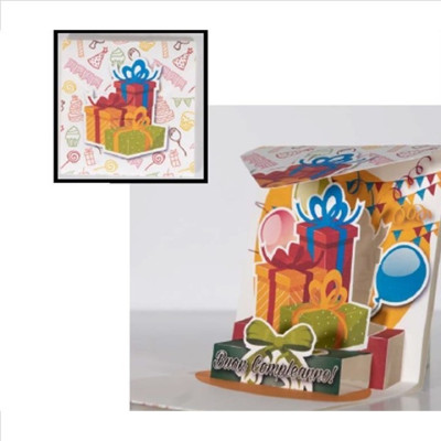 Biglietto augurale ORIGAMO Buon Compleanno - auguri Abbracci POP UP