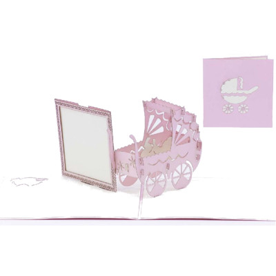 Biglietto augurale ORIGAMO con NASCIA BIMBA - compleanno generico - POP UP - realizzato a mano