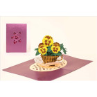 Biglietto augurale ORIGAMO con VIOLA DEL PENSIERO - compleanno generico - POP UP - realizzato a mano