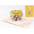 Biglietto augurale ORIGAMO HB BALLOONS Happy Birthday - realizzato a mano