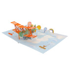 Biglietto augurale ORIGAMO HB BIPLANE Happy Birthday aereo - realizzato a mano