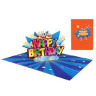 Biglietto augurale ORIGAMO HB EXPLOSION Happy Birthday - realizzato a mano