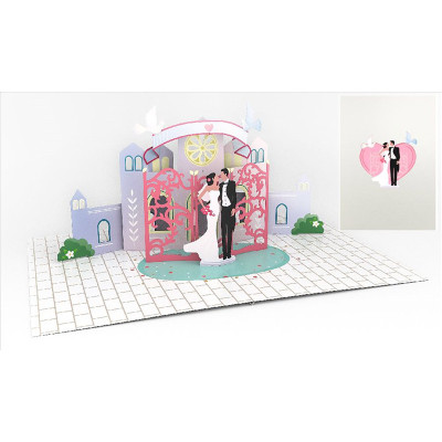 Biglietto augurale ORIGAMO WEDDING DAY matrimonio sposi- realizzato a mano