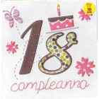 Biglietto d'auguri augurale 18 ANNI - completo di busta - Donna 16x16cm