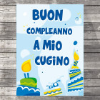 Biglietto d'auguri specifico di Compleanno a mio CUGINO - idea regalo