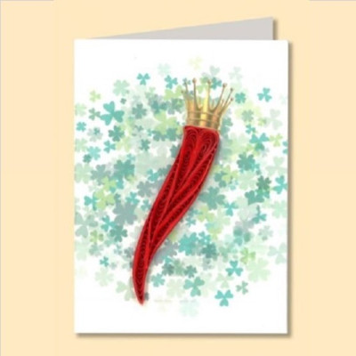 Mini Biglietto augurale ORIGAMO CORNETTO FORTUNA - QUILLING a Rilievo