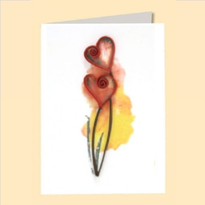 Mini Biglietto augurale ORIGAMO CUORI - QUILLING a Rilievo