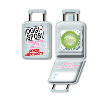 Mini Biglietto d'auguri augurale Porta Profilattico OGGI SPOSI - con preservativo