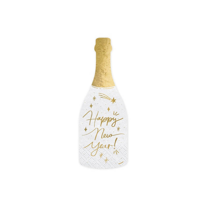 20 Tovaglioli in carta a forma di Bottiglia Champagne happy New Years, capodanno