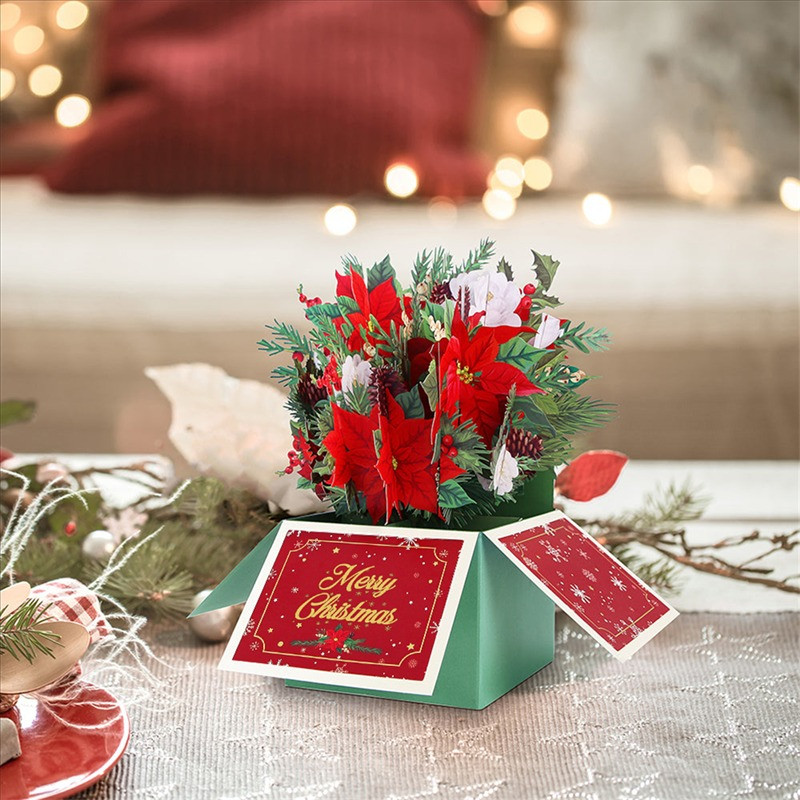 Biglietto augurale Origamo STELLA DI NATALE BOX - realizzato a mano