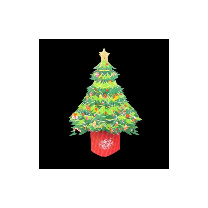 Biglietto augurale Origamo ALBERO DI NATALE - realizzato a mano 3D Florever - XMas Tree Green