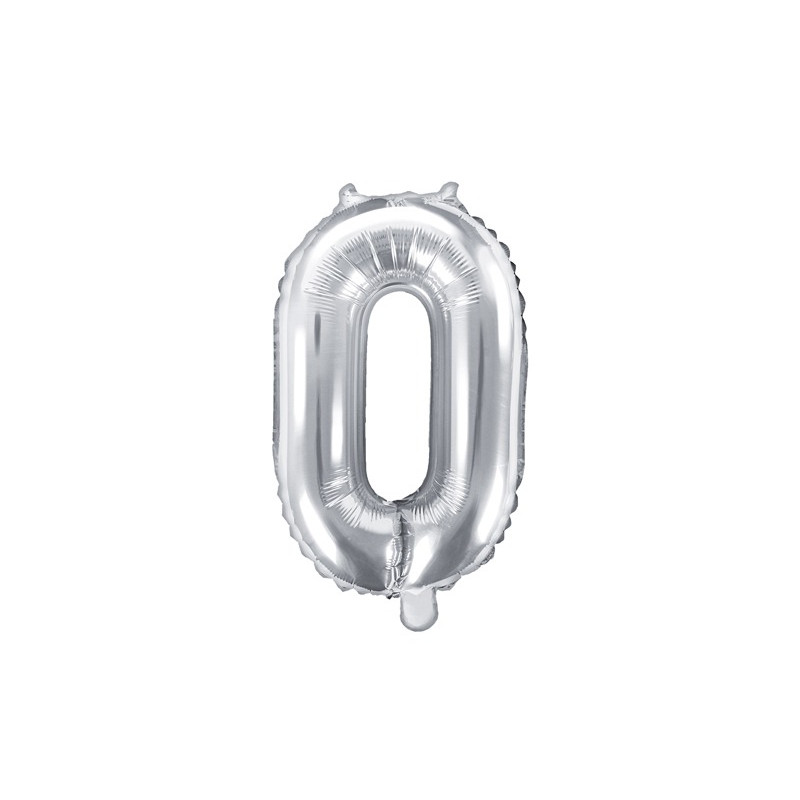 Pallone numero 0 Zero ARGENTO in MYLAR foil - PALLONCINO numerale 35cm per feste