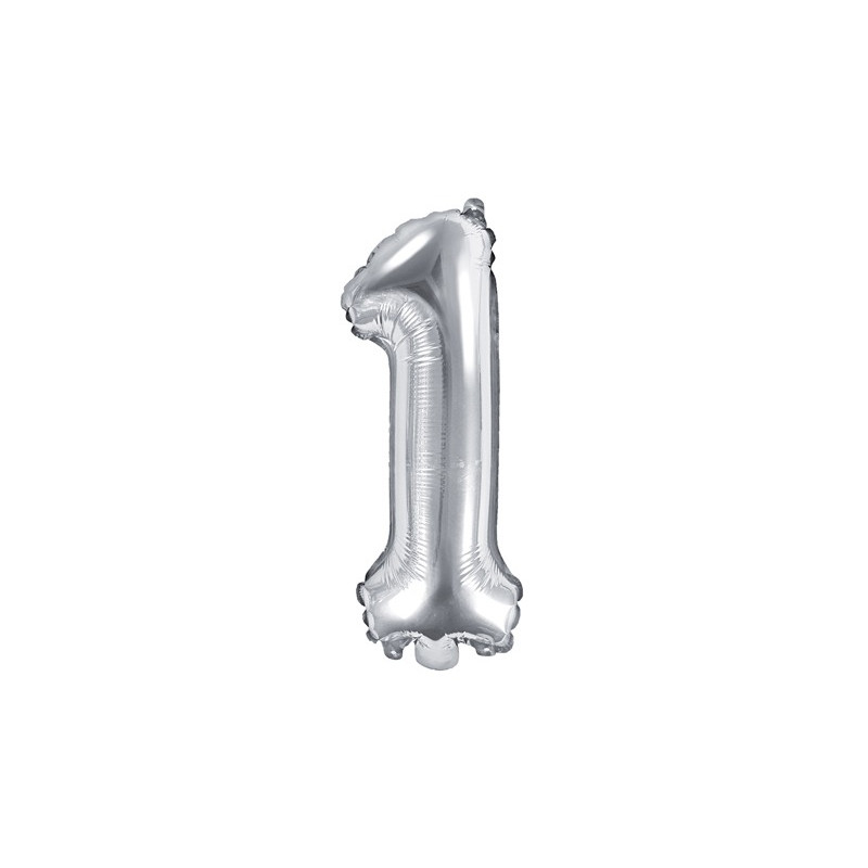Pallone numero 1 Uno ARGENTO in MYLAR foil - PALLONCINO numerale 35cm per feste
