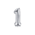 Pallone numero 1 Uno ARGENTO in MYLAR foil - PALLONCINO numerale 35cm per feste