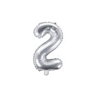Pallone numero 2 Due ARGENTO in MYLAR foil - PALLONCINO numerale 35cm per feste