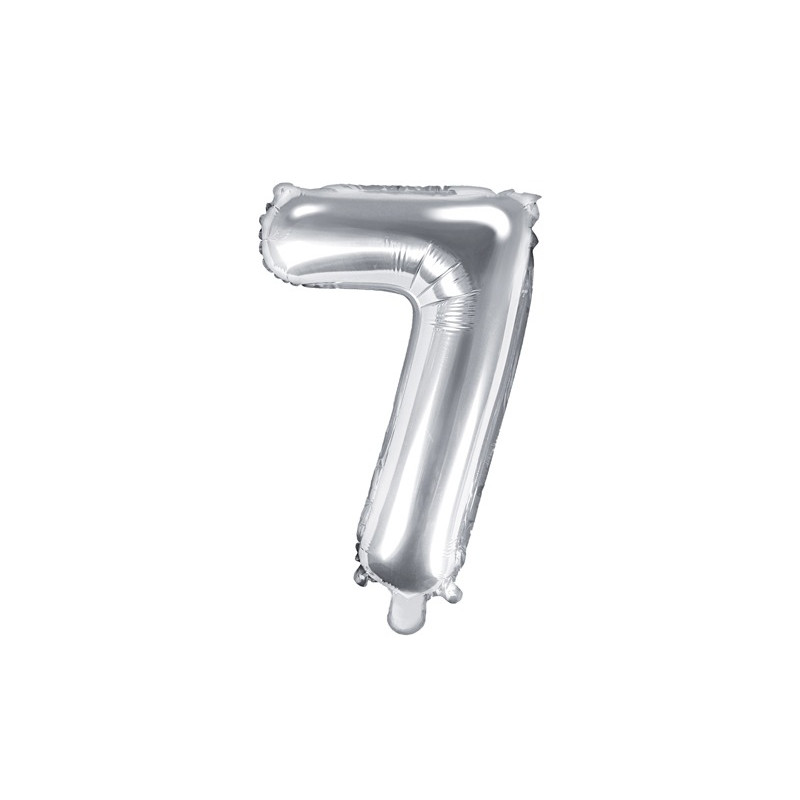 Pallone numero 7 Sette ARGENTO in MYLAR foil - PALLONCINO numerale 35cm per feste