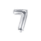 Pallone numero 7 Sette ARGENTO in MYLAR foil - PALLONCINO numerale 35cm per feste