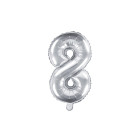Pallone numero 8 Otto ARGENTO in MYLAR foil - PALLONCINO numerale 35cm per feste