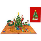 Biglietto d'auguri Origamo addobbo albero di Natale 3D con Doni e Babbo Natale