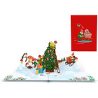 Biglietto d'auguri Origamo addobbo albero di Natale 3D con Doni e Gnomi
