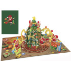 Biglietto d'auguri Origamo addobbo albero di Natale 3D con scoiattoli babbo