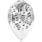 10 PALLONCINI in lattice Note Musicali Bianchi con stampa Nera - 30cm/12 pollici