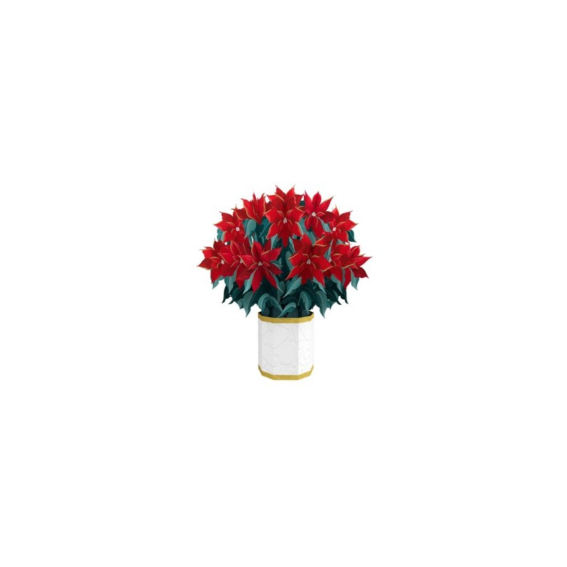 Biglietto augurale Origamo STELLA DI NATALE - realizzato a mano 3D Poinsettia