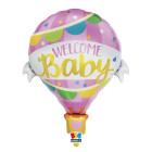 Pallone a forma di Mongolfiera WELCOME BABY benvenuta ROSA Nascita Bimba - 64x78cm