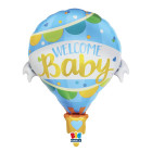 Pallone a forma di Mongolfiera WELCOME BABY benvenuto celeste Nascita Bimbo 64x78cm