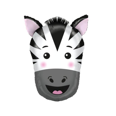 Pallone Palloncino foil mylar Testa di ZEBRA 74cm - gonfiabile ad aria o elio
