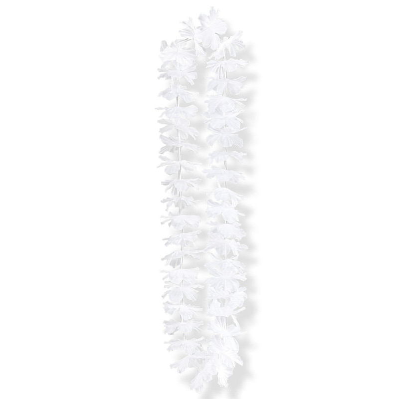 1 Collana Hula Leis Fiori Hawaiana Hawaii BIANCO matrimonio - 1 mt