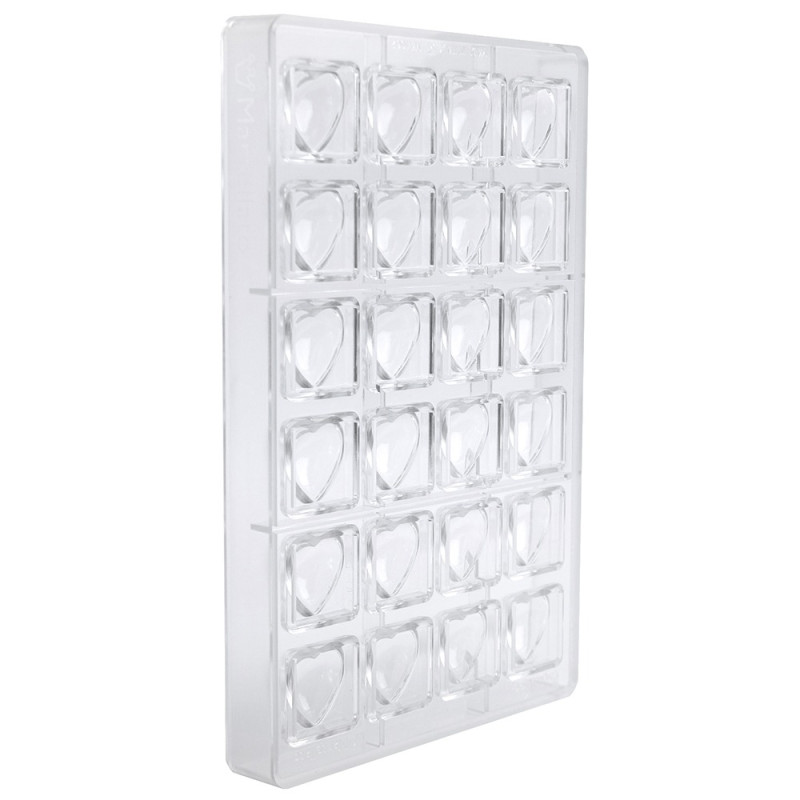 Stampo cioccolatini forma CUORI per Cioccolato - in policarbonato con 24 Cavità