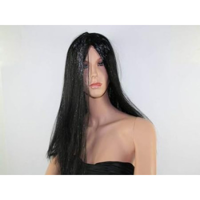 Parrucca lunga liscia nera