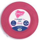 20 Piatti FUCSIA in plastica riutilizzabile - patto tondo 22cm - Riciclabili al 100%