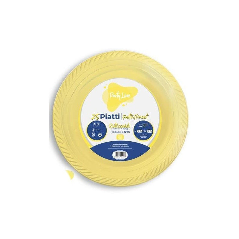 25 Piatti GIALLO in plastica riutilizzabile - piatto tondo 17cm - Riciclabili al 100%