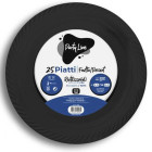 25 Piatti NERO in plastica riutilizzabile - piatto tondo 17cm - Riciclabili al 100%